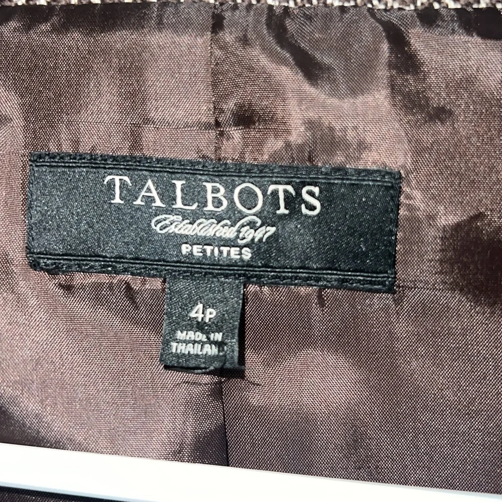 Talbots Brown and White Textured Blazer Size 4 Petite - Picture 3 of 4